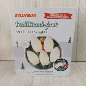 Sylvania LED Christmas Lights Traditional Glow 20 C9 Soft White‎ Indoor Outdoor